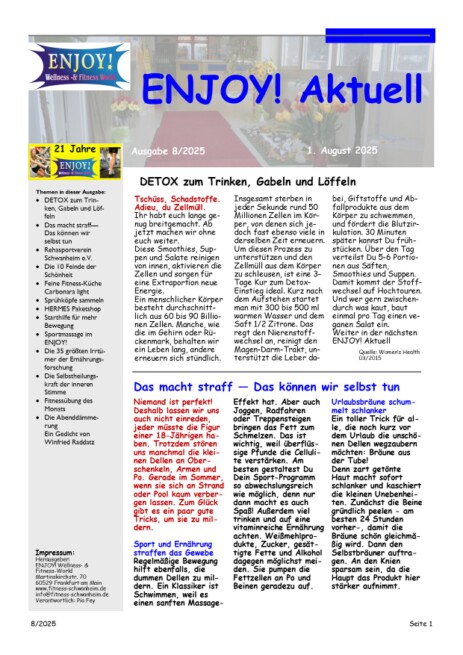 Titelblatt ENJOY! Aktuell Nr. 8 aus 2025