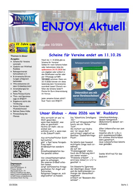 Titelblatt ENJOY! Aktuell Nr. 8 aus 2026